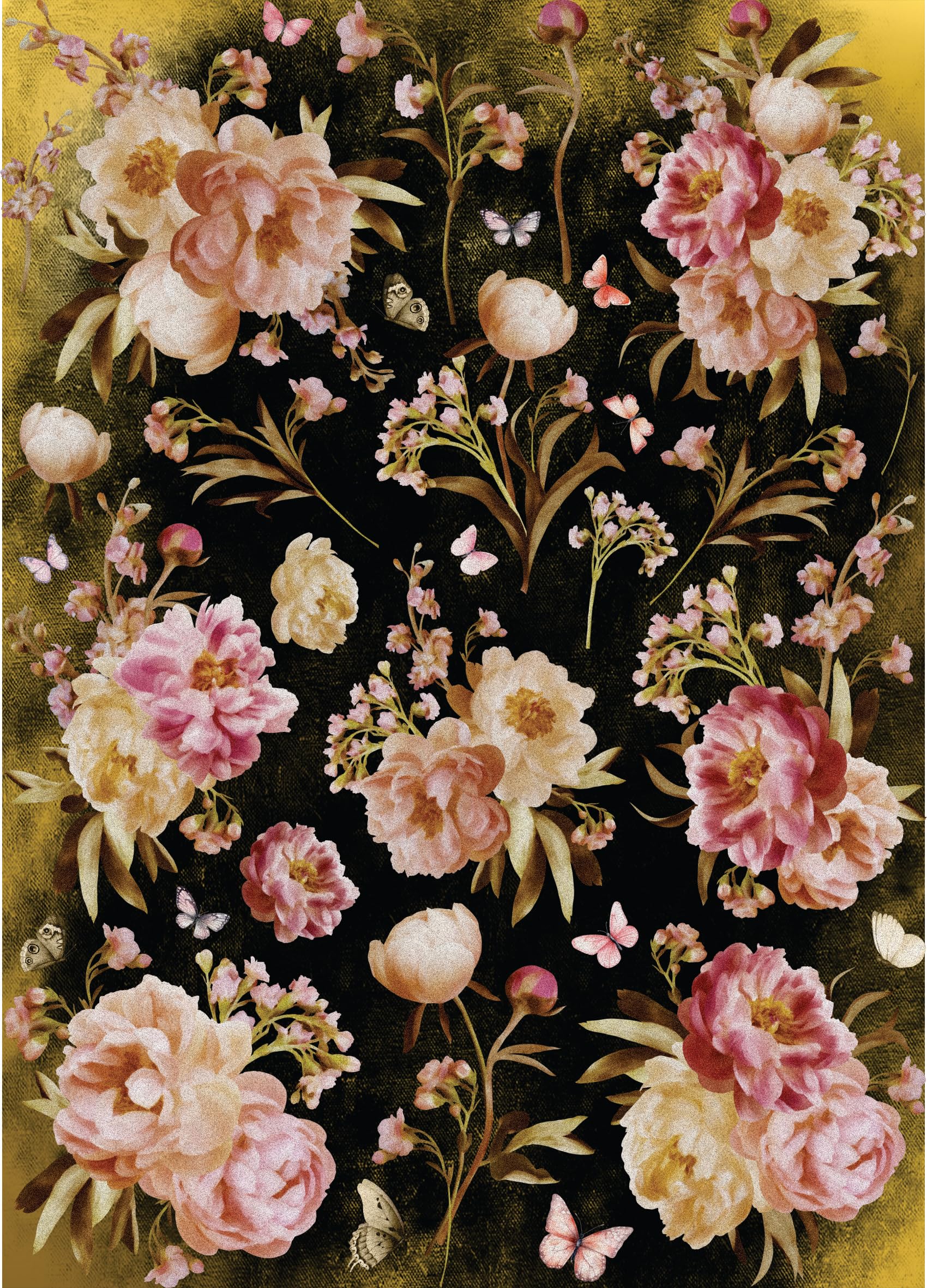 Parisian Blooms Rice Paper, 11.5 x 16 inch (1pc) - Mulberry Paper for Decoupage Furniture Print Crafts