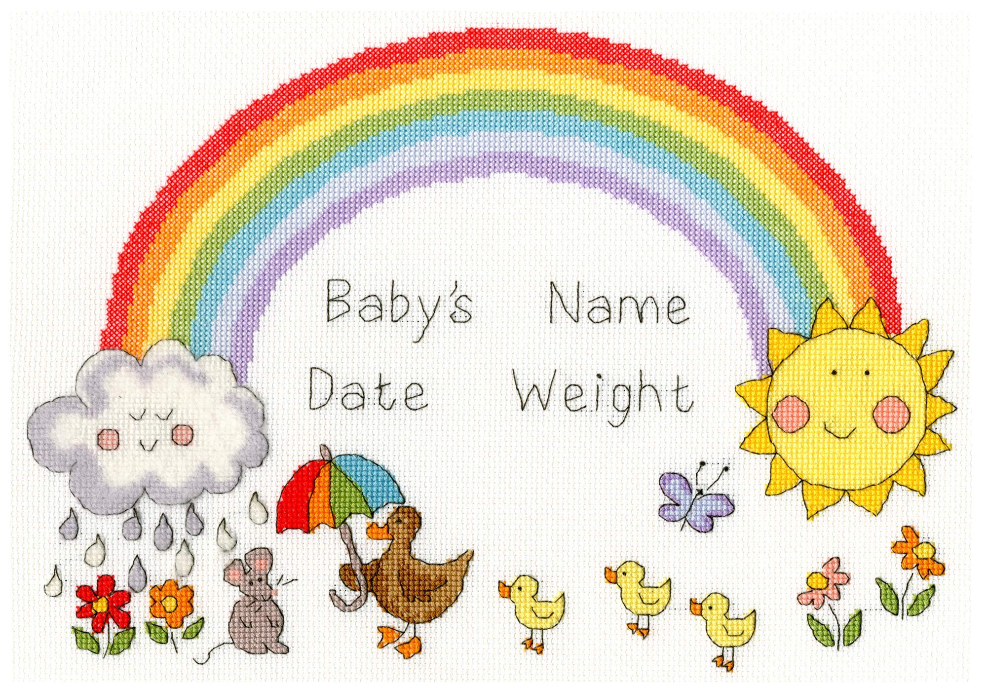 Bothy Threads Kreuzstich-Set „Regenbogenbaby“ – 33x23 Cm, Inkl. Stoff, Garn & Nadel