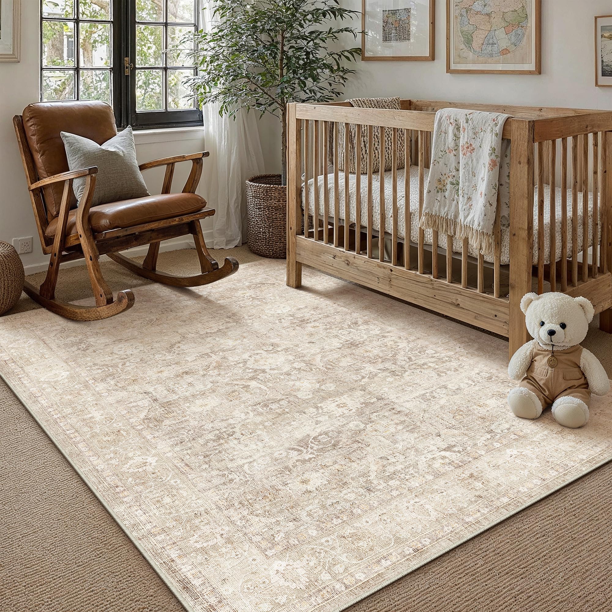 PureCozy Vintage Beige Area Rugs Living Room 120x170cm Vintage Carpet