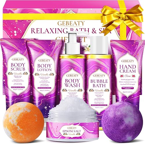 Self Care Gifts for Women,Unique Relaxing Birthday Gifts for Mom Wife Her,Stress Relief Spa Gifts Basket for Mothers Day Sister Friendship,Vanilla Bath Care Package Gift Set,Christmas Stocking Stuffer
