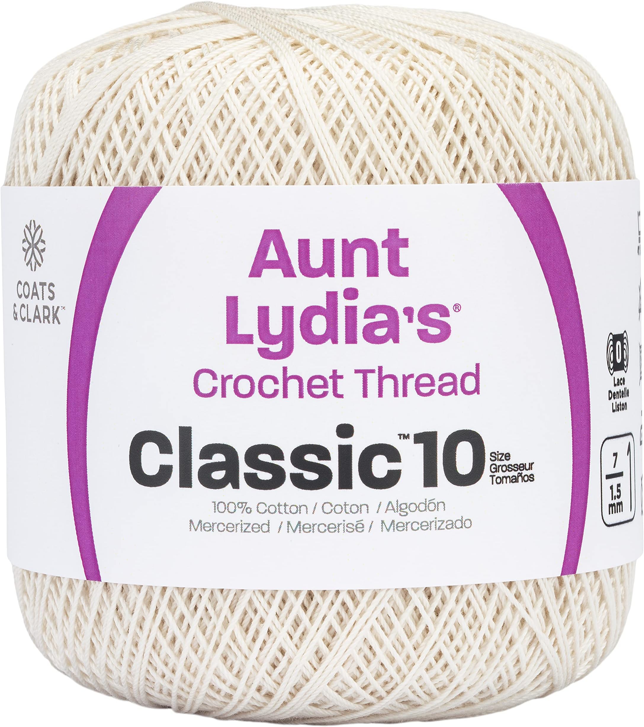Red Heart Classic Crochet Thread, 1 Pack, Antique White, 1200 Foot