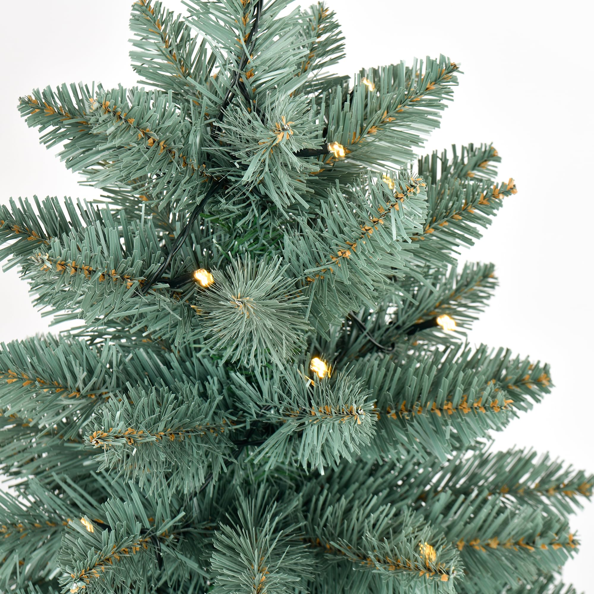 Sapin de Noël artificiel pré-éclairé de 0,9 m, fonctionne à piles avec 50 LED et 160 branches, mini sapin de Noël décoratif d'intérieur et d'extérieur