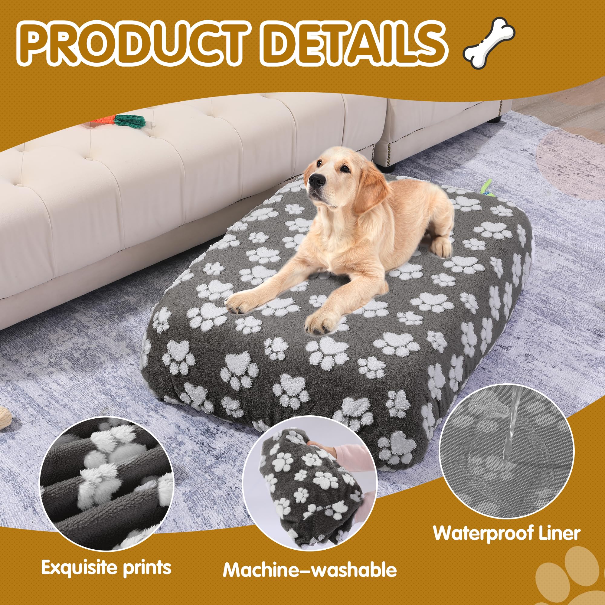BALAPET Funda de cama lavable para perro, 100 % impermeable, de terciopelo de felpa suave para perro, funda ajustable reutilizable para cama de mascotas, funda extraíble para cama de perro grande