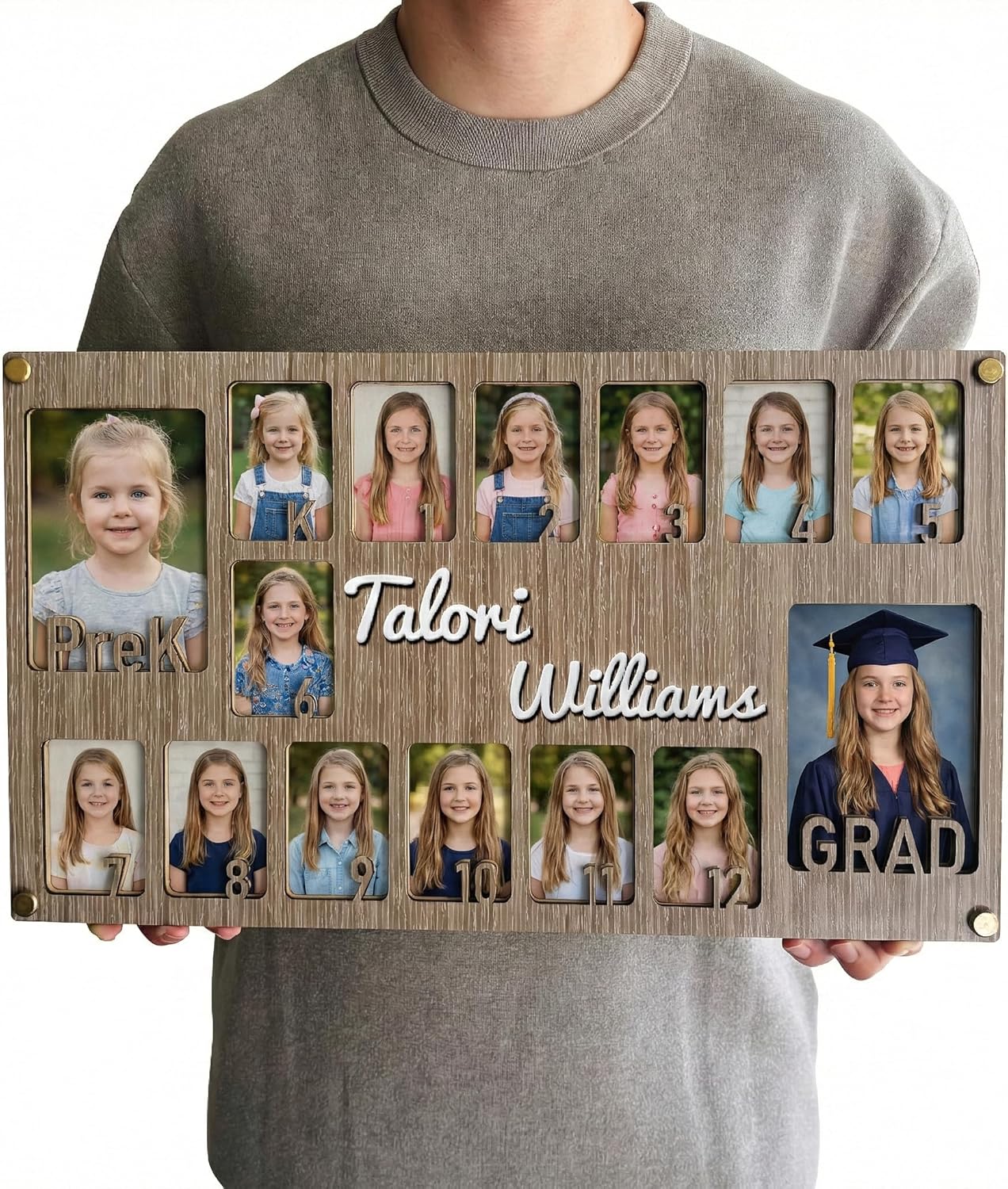 Amazon.com: NBE School Picture Frame Pre-K to 12 – Personalized Wooden ...