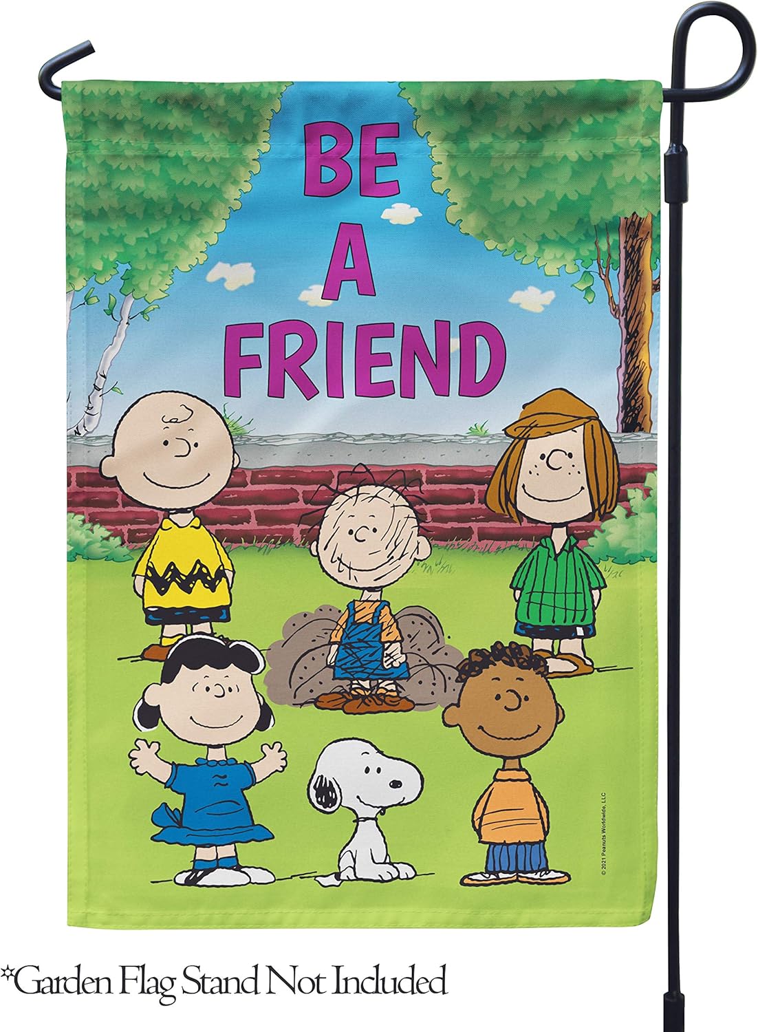 Flagology, PEANUTS Be A Friend – Garden Flag 12" x 18", Officially Licensed PEANUTS®, Inspirational