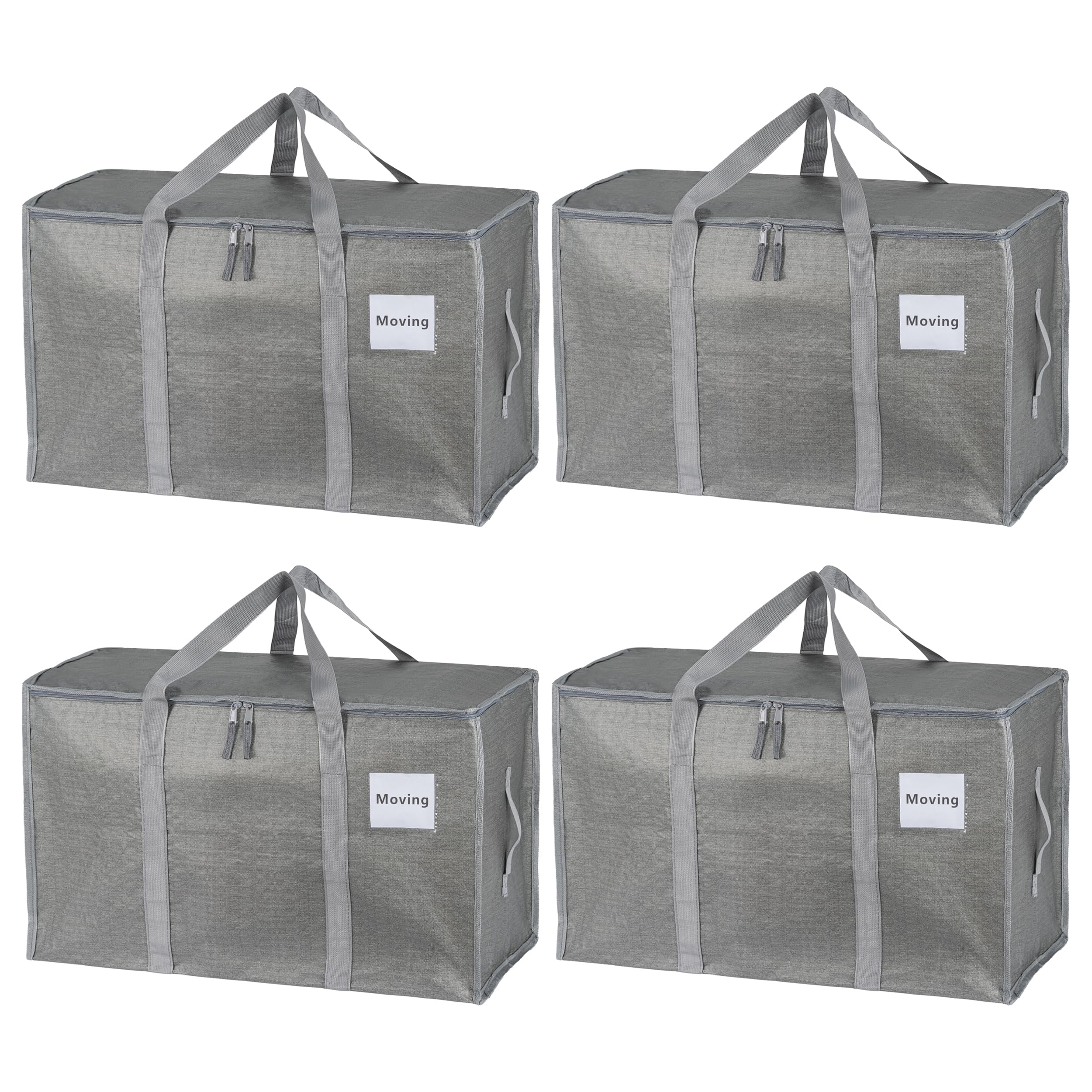 4 unidades de bolsas de almacenamiento grandes de 90 litros con tapa, cajas de mudanza plegables grandes con cremalleras, asas, bolsas de mudanza para guardar ropa, para mudanzas