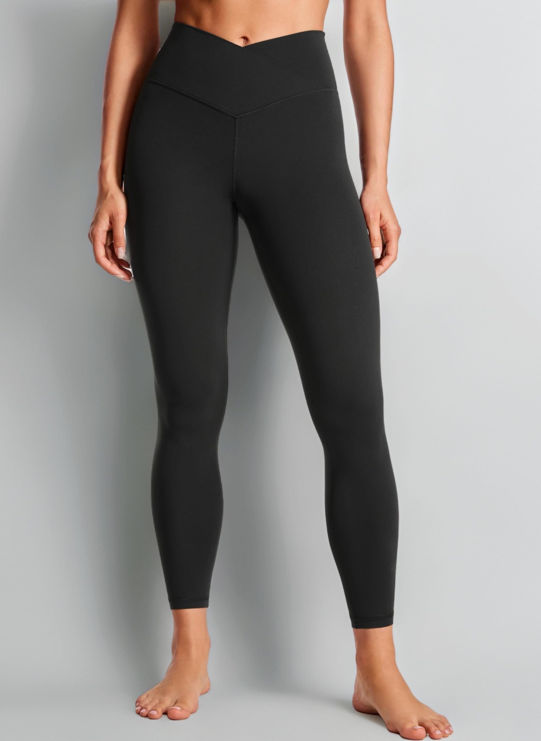 Womens Butterluxe Cross Waist 25'' Workout Leggings - V Cross High Waisted Yoga Pants Soft Gym Leggins