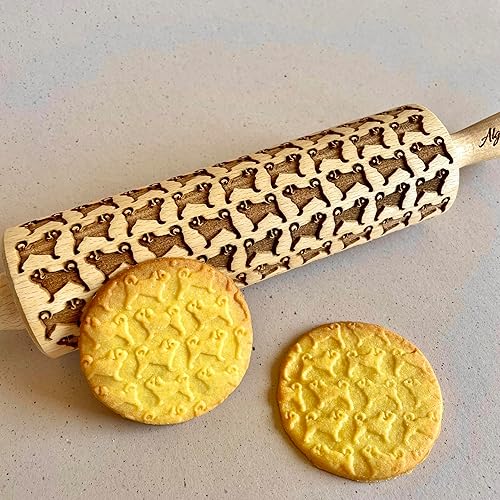 Miniatura 3 de PUG EMBOSSING ROLLING PIN MOPS DOG PATTERN for EMBOSSED COOKIES DOG MINI MASTIFF CARLIN GIFT for FRIEND DOG LOVER