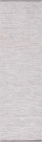 Miniatura 3 de SAFAVIEH Montauk Collection - Alfombra de pasillo, 2 pies 3 pulgadas x 8 pies, color plateado, tejido plano de algodón, ideal para zonas de alto