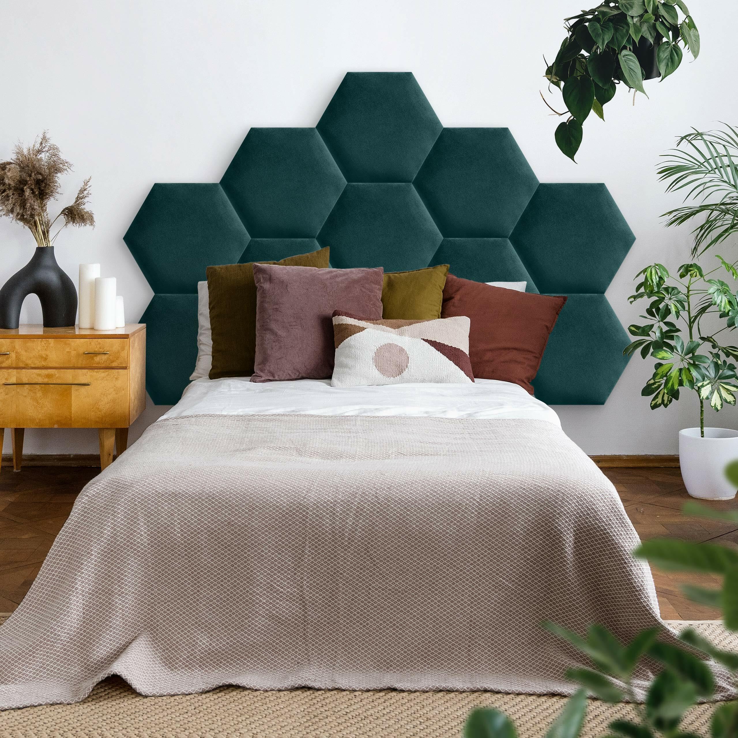 Muralo Fluwelen wandkussen, stof, zacht bekleed paneel, slaapkamer, woonkamer, bed, zachte wandbekleding, hoofdbord, lendekussen, modern, luxe, zachte bekleding, Magic Velvet, rood, 60 x 15 cm