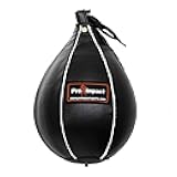Pro Impact Genuine Leather Speed Bag – Pear Shaped Hanging Ball for Boxing, MMA & Muay Thai – Training Equipment for Doorway Hanging or Ceiling – Boxer Accuracy Workout, Drills & Exercise – Trainer