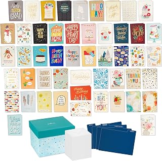 Hallmark 100-Pack Assorted Blank Greeting Cards Boxed Set with Organizer - Birthday, Sympathy, Thank You, All Occasions