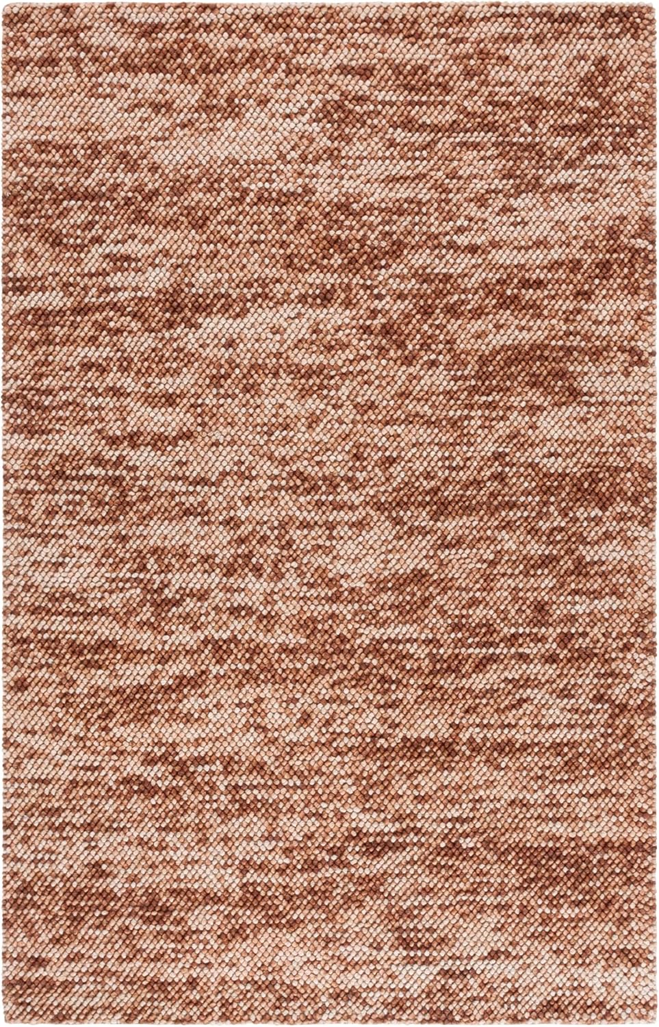 SAFAVIEH Natura Collection Area Rug - 6' Square, Rust & Brown, Handmade Wool Blend, Textured Design, Ideal for Living Room, Bedroom, Dining Space (NAT425P)