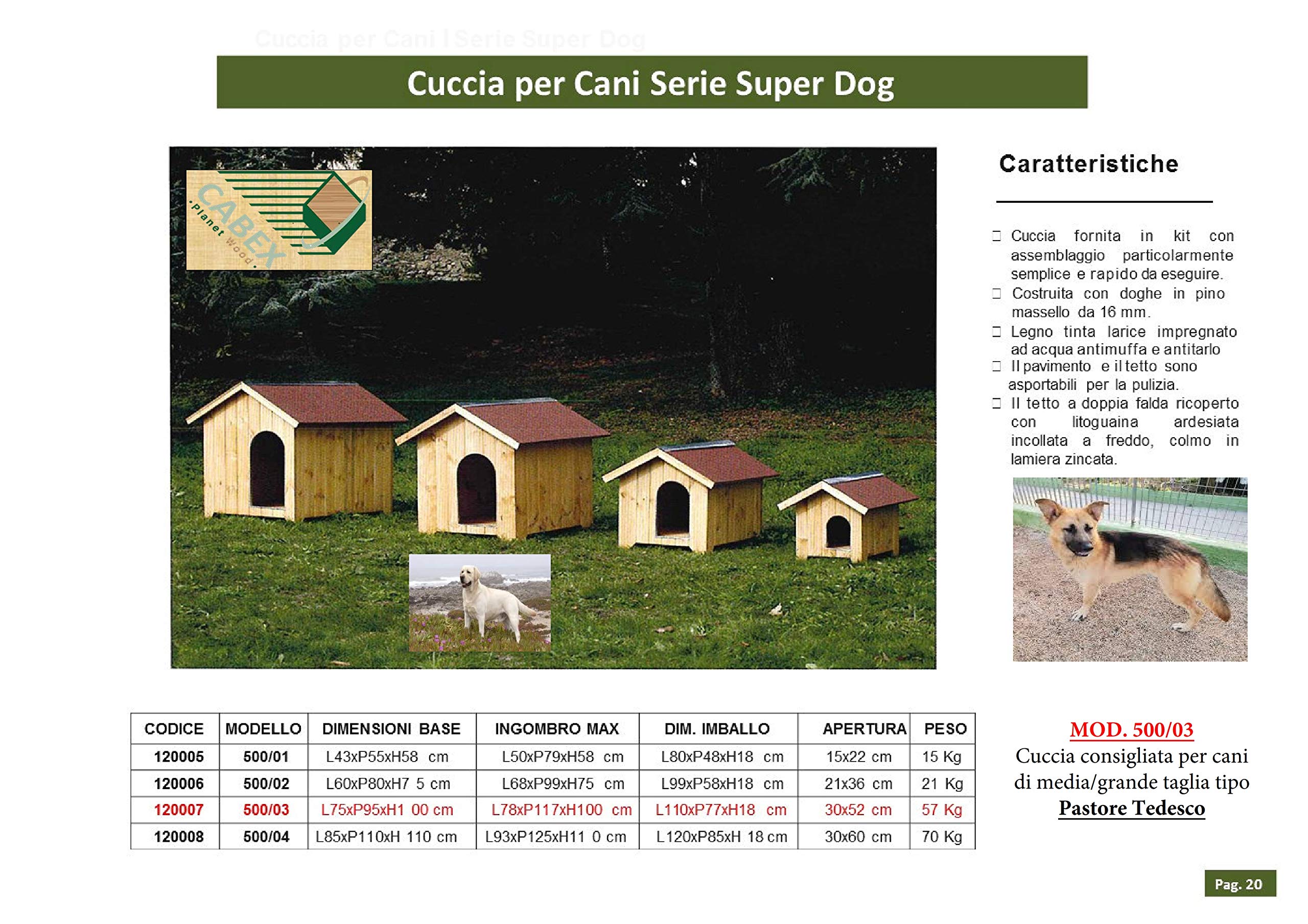 CO. S.r.l. – Cuccia per Cani in Legno Spessore 16 mm. Serie Super Dog Modello [500/03]