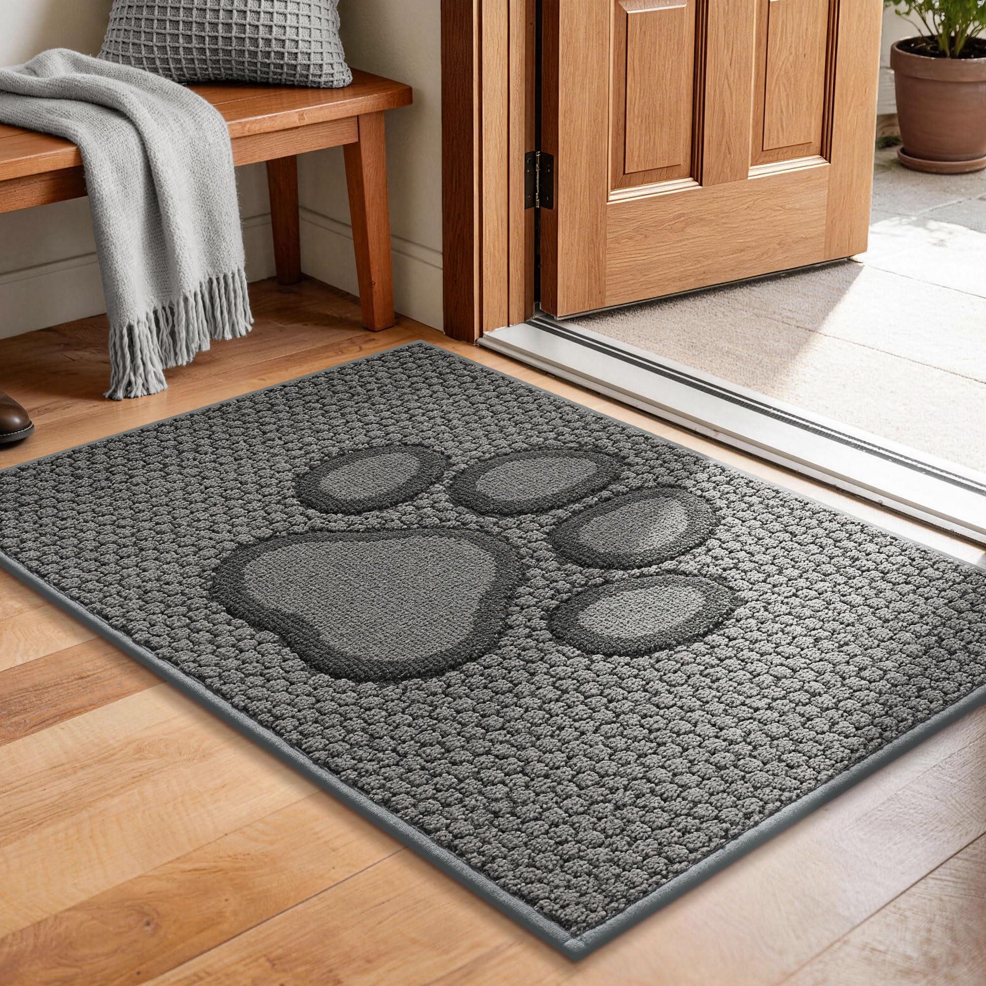 Dog Door Mat - Paw Print Entry Rug -15