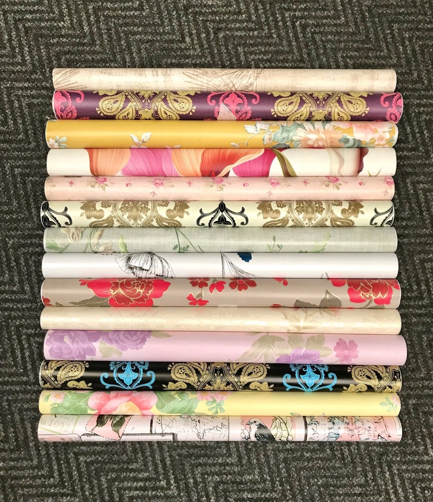 Bundle of 5m Floral Brick Wood Sticky Back Plastic PVC Vinyl Fablon Wallpaper
