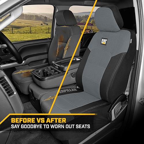 Miniatura 54 de CAT Flexfit Funda de asiento trasero negra para automóvil, SUV y camión - Material de lona duradero Fundas de asiento trasero de coche 60/40 Negro