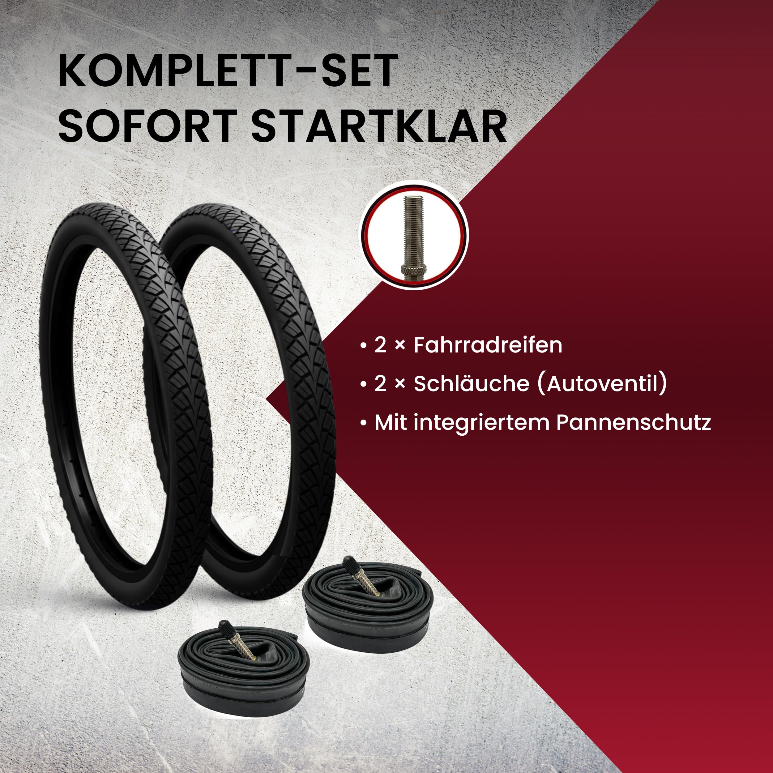 2er Set Fahrradreifen 28x1,50 Zoll 40-622 700x38c Pannenschutz wählbar mit Schläuchen Autoventil Fahrradventil französisches Ventil – Trekkingreifen Allround für Citybike Trekkingrad