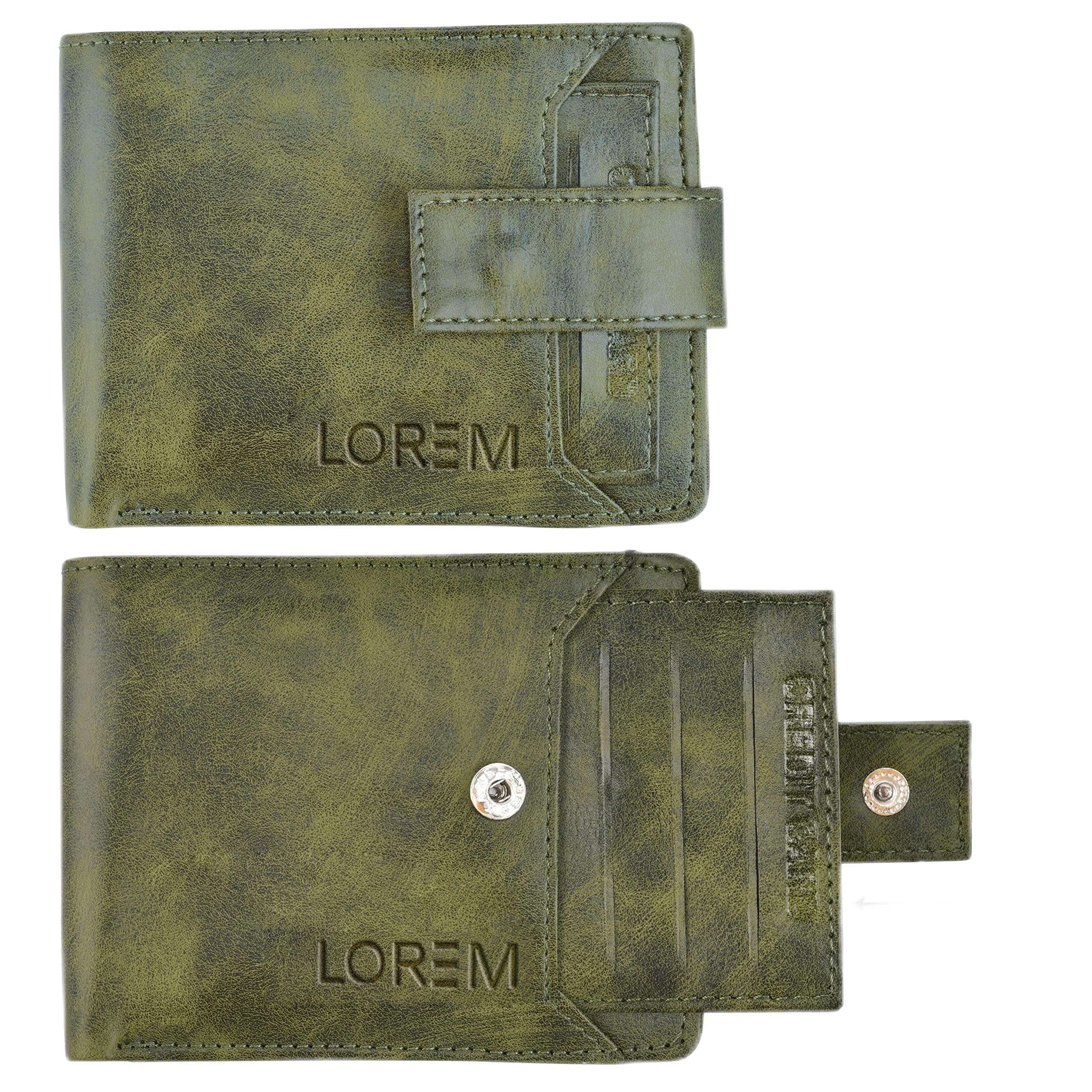 Green Removable Card Holder Bi-Fold Premium Faux Leather 7 ATM Card Slots Wallet for Men WL22-B-picture-54