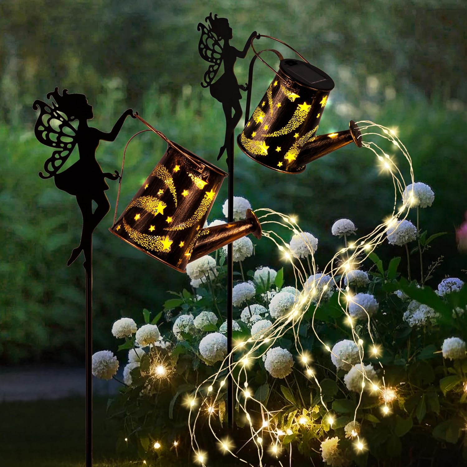 Solar Watering Can Light,Solar Fairy Lights Outdoor,Fairy Garden Decor Waterproof Metal Hanging Lantern,Gardening Gifts,Fairy Garden Decor for Outside,Perfect for Patio Yard - Image 6