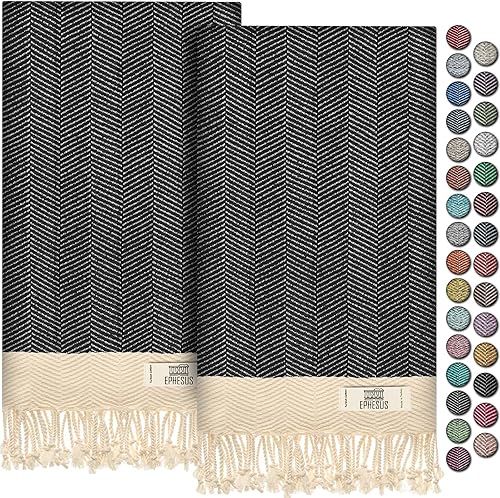 EPHESUS TOWELS Juego de 2 toallas de mano, 18 x 40 pulgadas, algodón turco, toalla de mano decorativa turca para baño, cocina, invitados, cara,