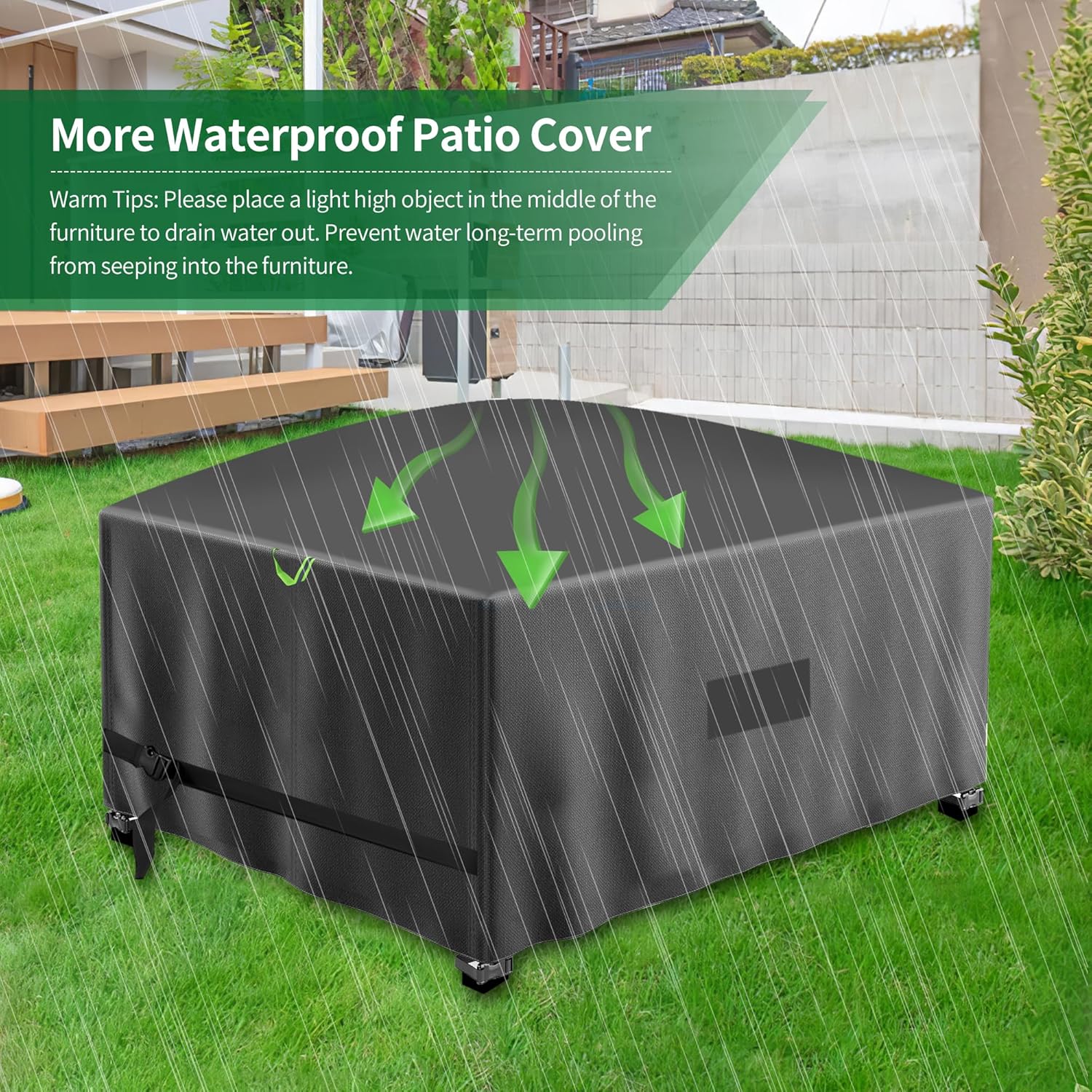 Garden Furniture Covers Waterproof, Outside Table and Chair Set Cover, Patio Rattan furniture set Cover Oxford Fabric Cover, Resistant to Sunlight and Fading - 250x200x90cm - Image 3