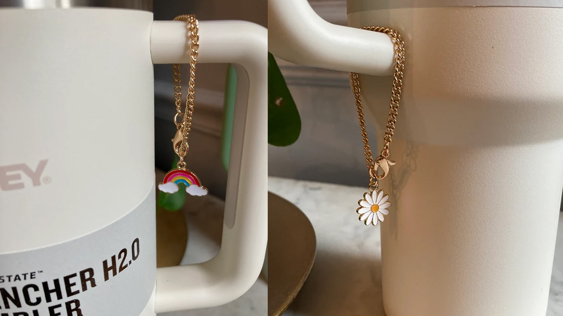 Personalisiert Letter Charm Für Stanley Cup & Trinkflaschen – Perlenkette Mit Anhänger, Karabiner