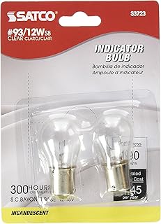Satco S3723 12V SC Bayonet Base 12-Watt S8 Light Bulb, Clear