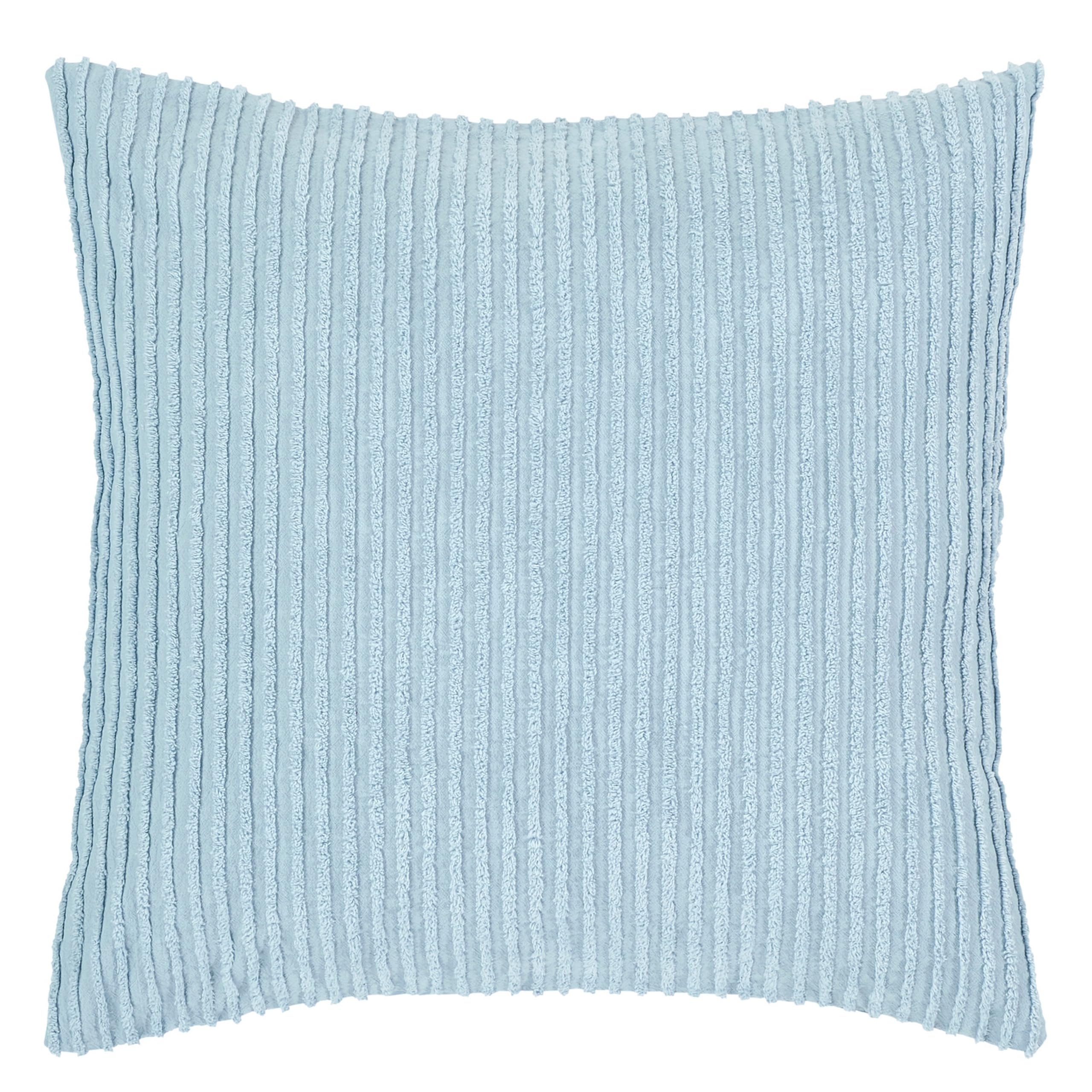 Better Trends Jullian Collection is Super Soft and Light Weight in Bold Stripes Design 100% Cotton Tufted Unique Luxurious Machine Washable Tumble Dry, Euro Sham, Blue