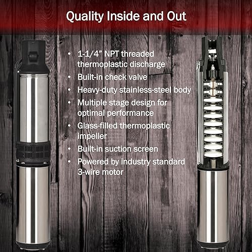 Miniatura 4 de Red Lion RL12G05-3W2V Bomba sumergible para pozos profundos con caja de control 12 HP, 12 GPM, 3 cables, 230 voltios, acero, 14942405