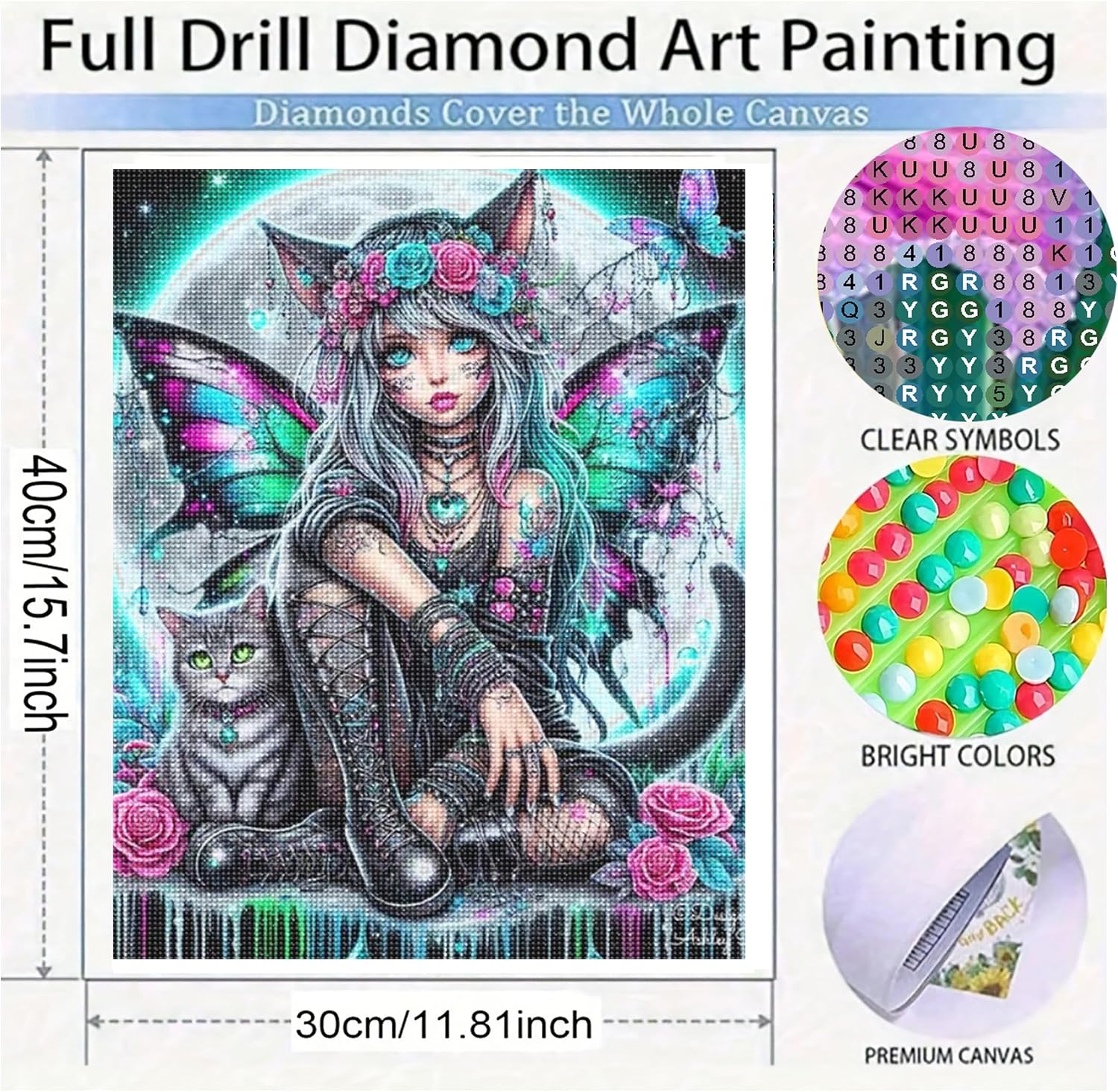 KUFWKEY Gothic Butterfly Fairy Diamond Art Kits for Adults,Skull Art and Crafts,5D DIY Handicrafts,Diamond Painting kit, Halloween Diamond Mosaic Kits,Diamond Dots for Beginner,12X16 inch