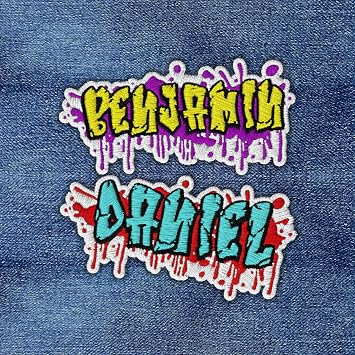 Custom Graffiti Name Patch Personalized Spray Dripped Font Graffiti Embroidered Patches for Backpack, Hat, Jackets, Iron On Patch, Sew On Patches, DIY Custom PVC Gifts for Men Women Kids