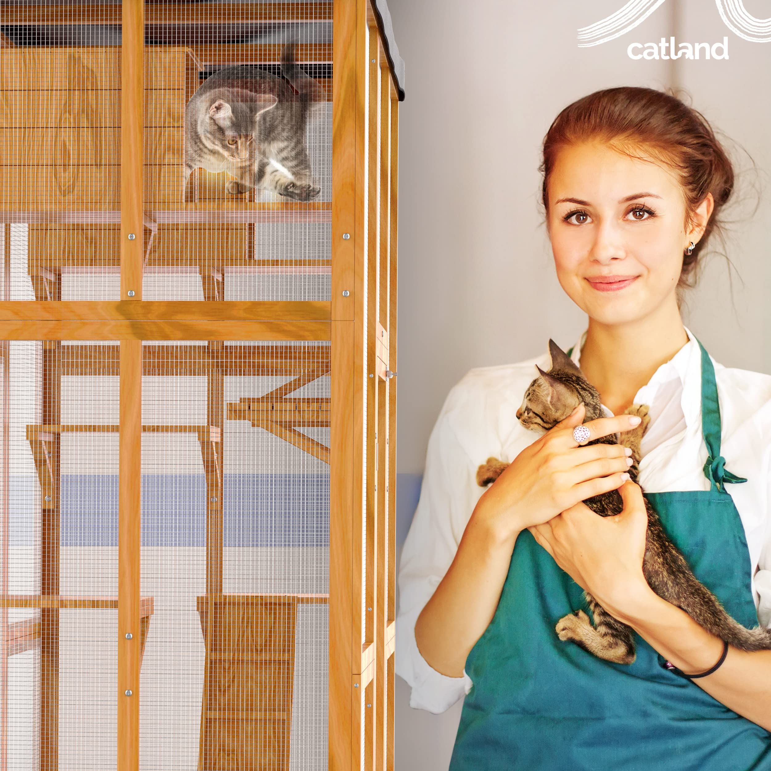 CATLAND Outdoor Cat Enclosures Large Cat Cage with Removable PVC Sun