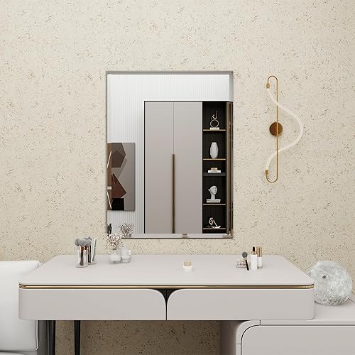 Rectangular Beveled Bathroom Mirrors, 22X30 inch Square Frameless Mirror, Rectangular