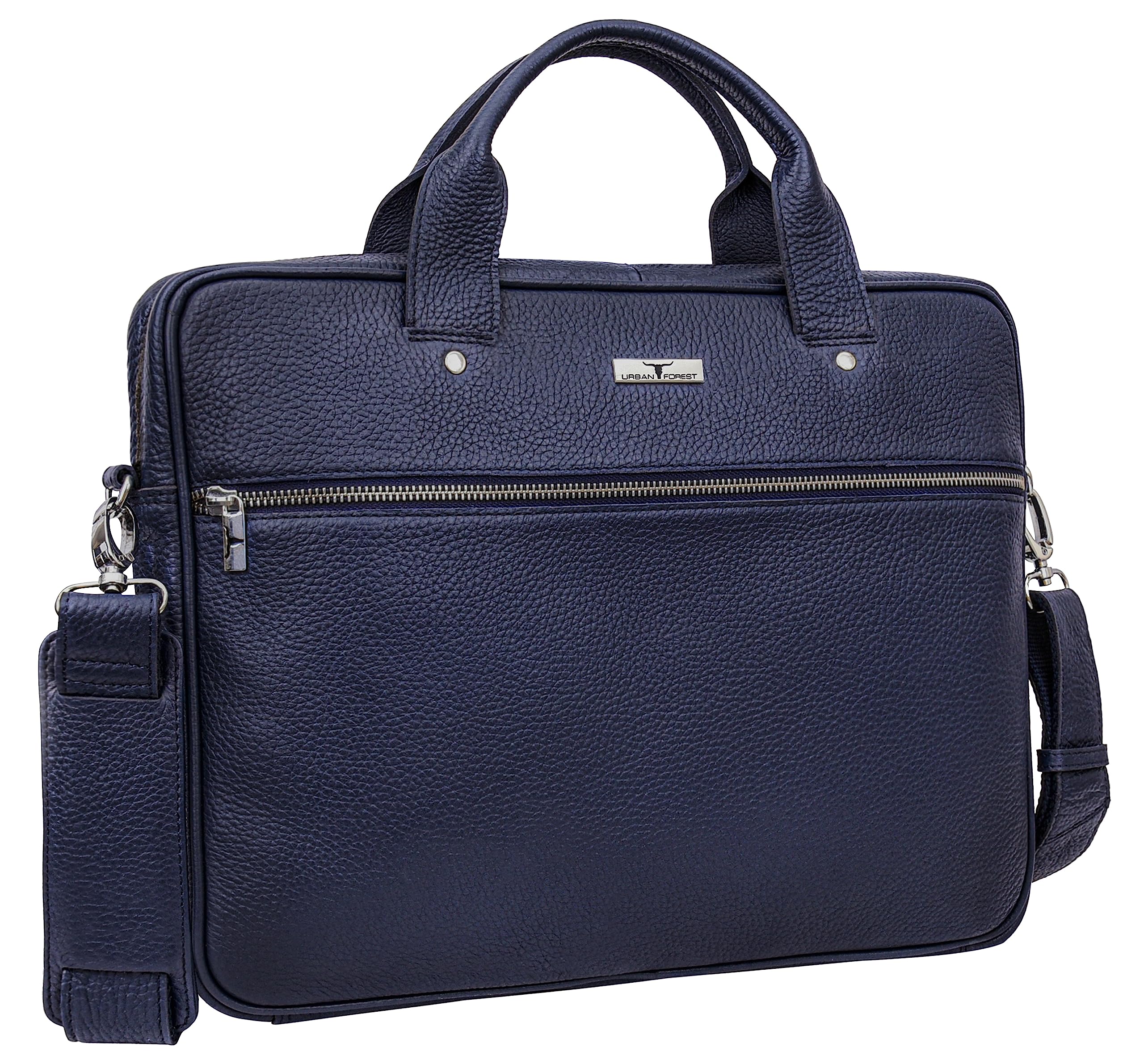 URBAN FOREST Xander Blue Leather Messenger Bag for Men