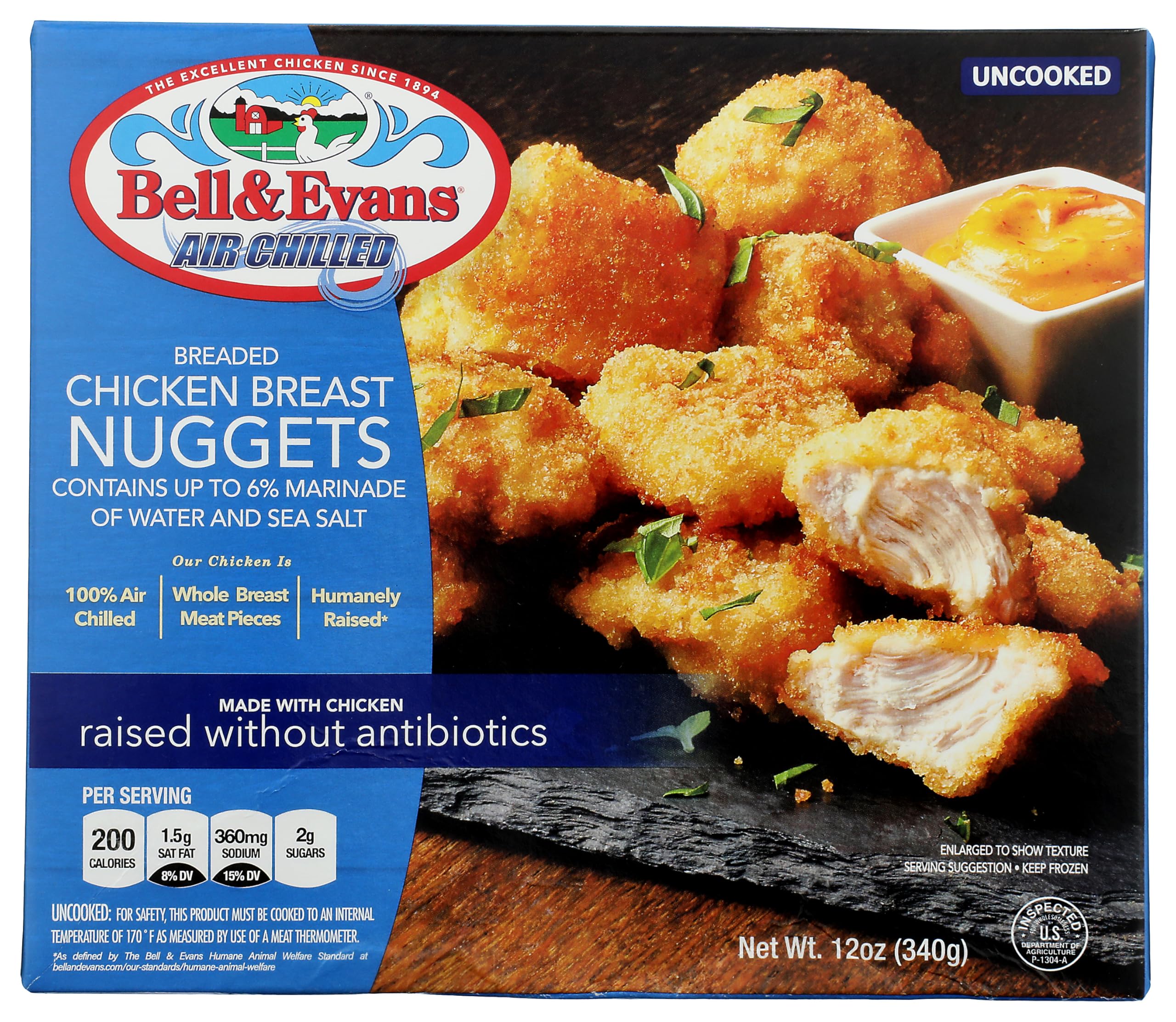 Bell Evans Frozen Chicken Nuggets Raised without Antibiotics 12 oz