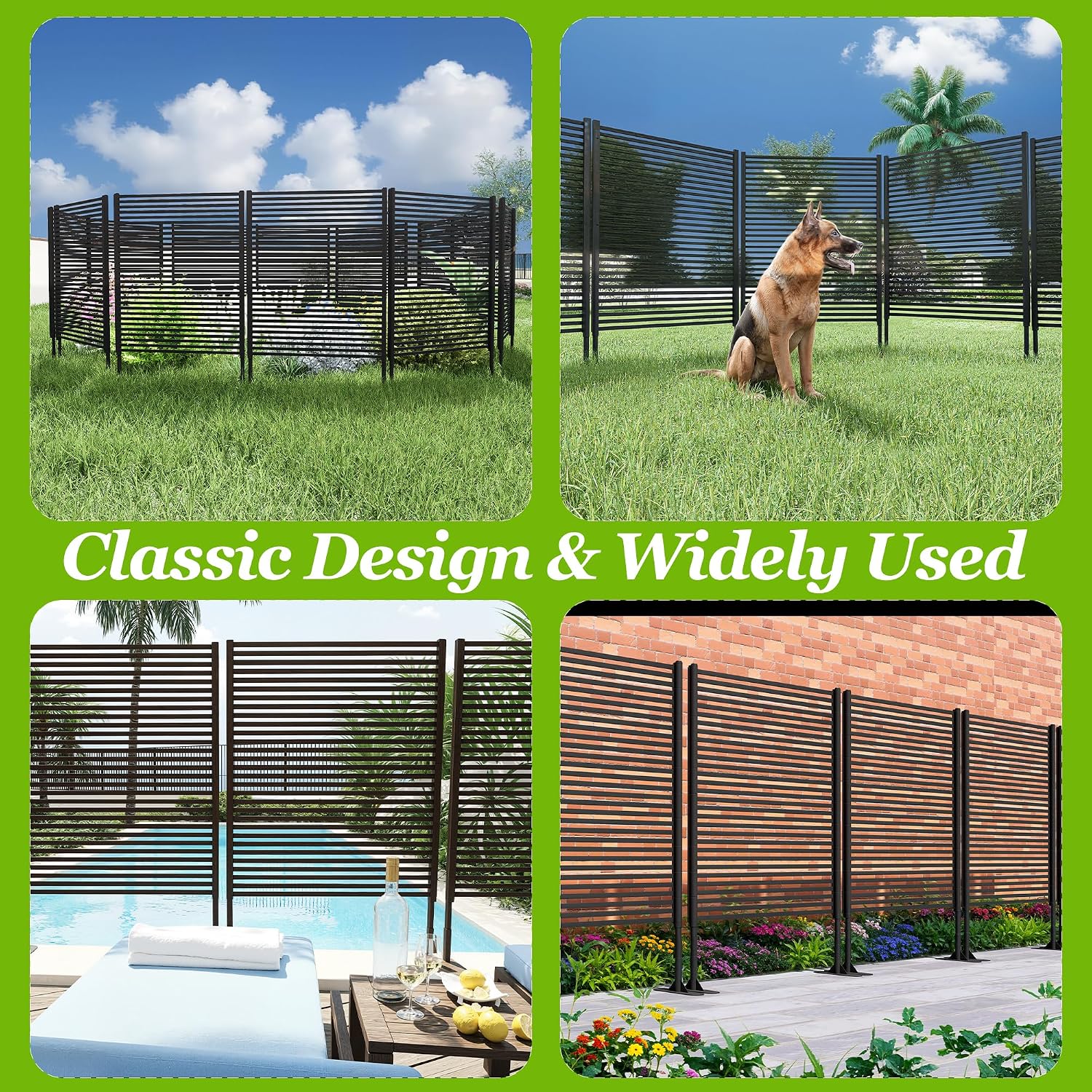 Outdoor Privacy Screen - 47"X71" Freestanding Metal Fence Panel for Patio & Garden, Rust-Resistant Weatherproof Trellis Divider with Airflow Design, Brown