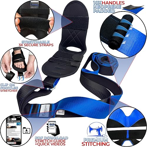 Miniatura 5 de Fitness Stretching Strap with neoprene padded loops, fascia stretcher Nylon Strap for pre and post workout stretches, yoga, exercise, Physical