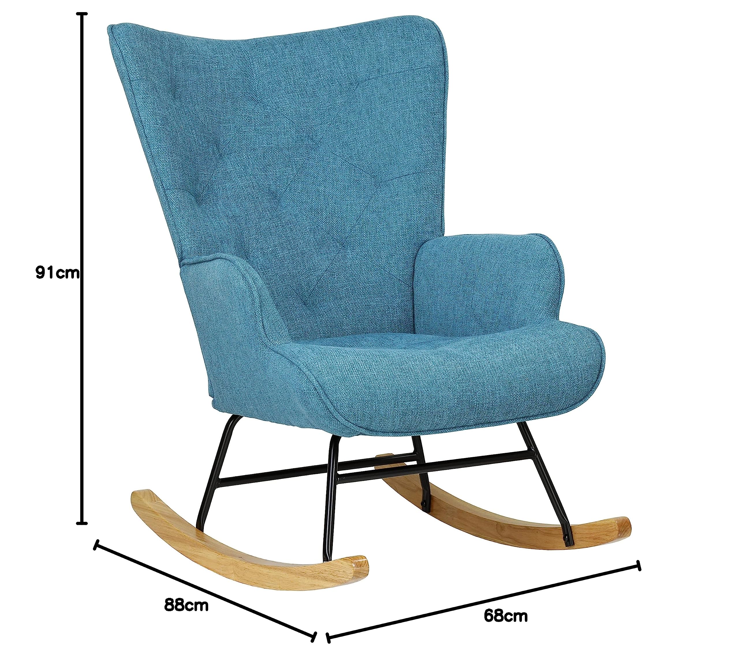 Totò Piccinni Poltrona Poltroncina a DONDOLO Multicolore Design Patchwork (Blu, Poltrona)