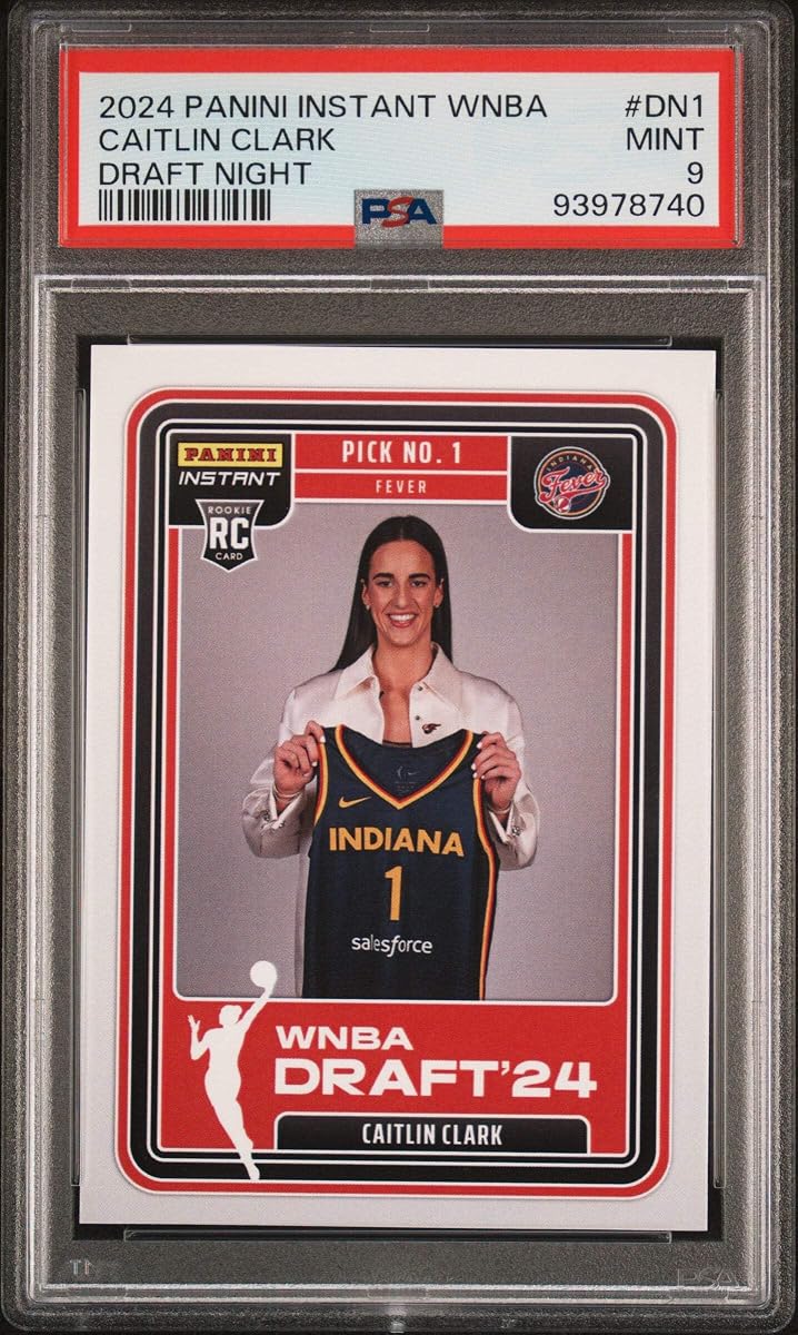 Tarjeta de baloncesto Panini Instant WNBA Caitlin Clark #DN1 Draft Night Rookie RC PSA 9 Mint, calificada 2024