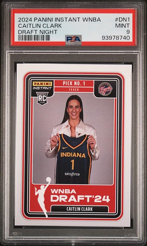 Tarjeta de baloncesto Panini Instant WNBA Caitlin Clark #DN1 Draft Night Rookie RC PSA 9 Mint, calificada 2024