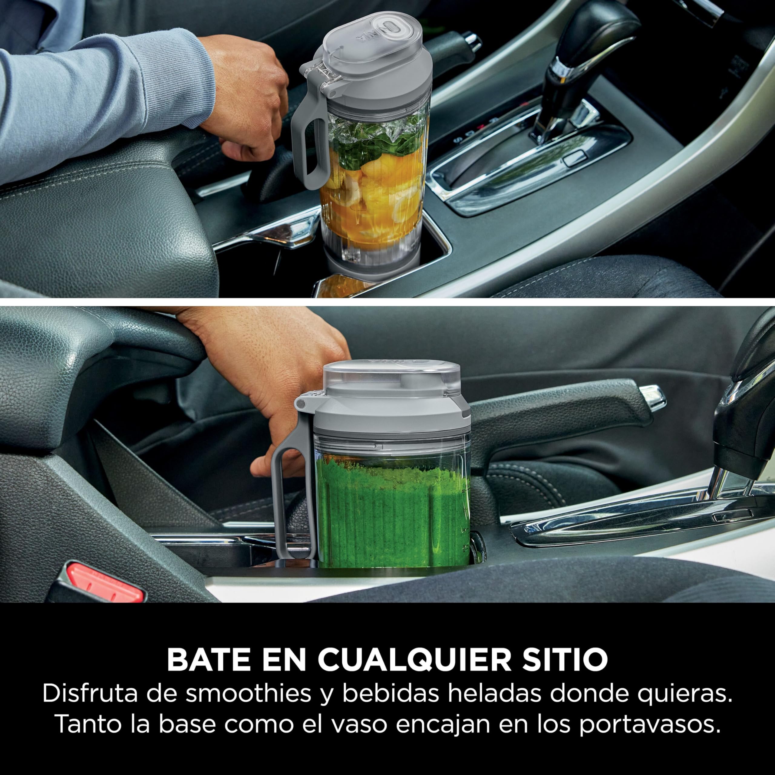 Ninja Blast Max Batidora portátil de 570 ml con batería recargable, vaso para mezclas y tapa antigoteo para hacer smoothies, batidos de proteínas, picar hielo y fruta congelada, plata, BC251EUSL
