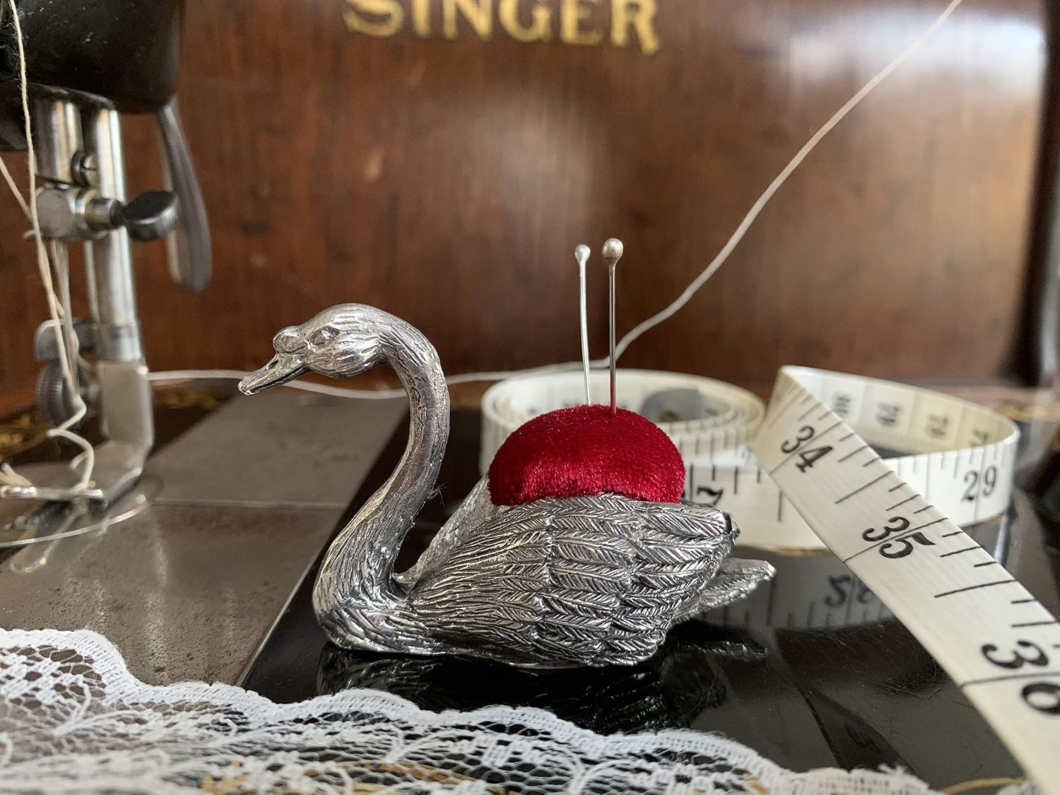 Wentworth Pewter - Swan Pewter Pincushion - 55mm x 40mm x 25mm