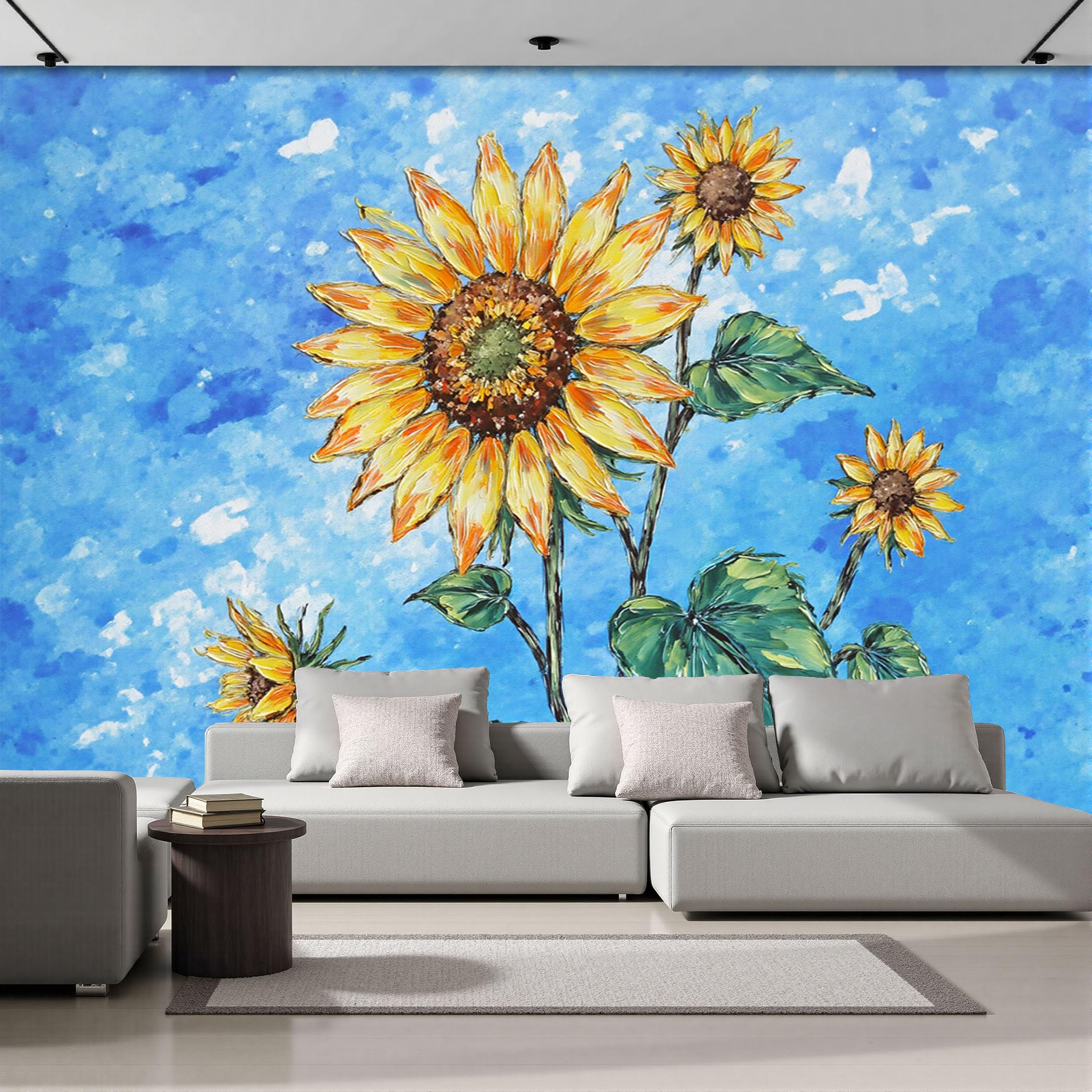 Papel Tapiz 3D Decoración de Pared para Sala de Estar y Sofá Azul 200x140