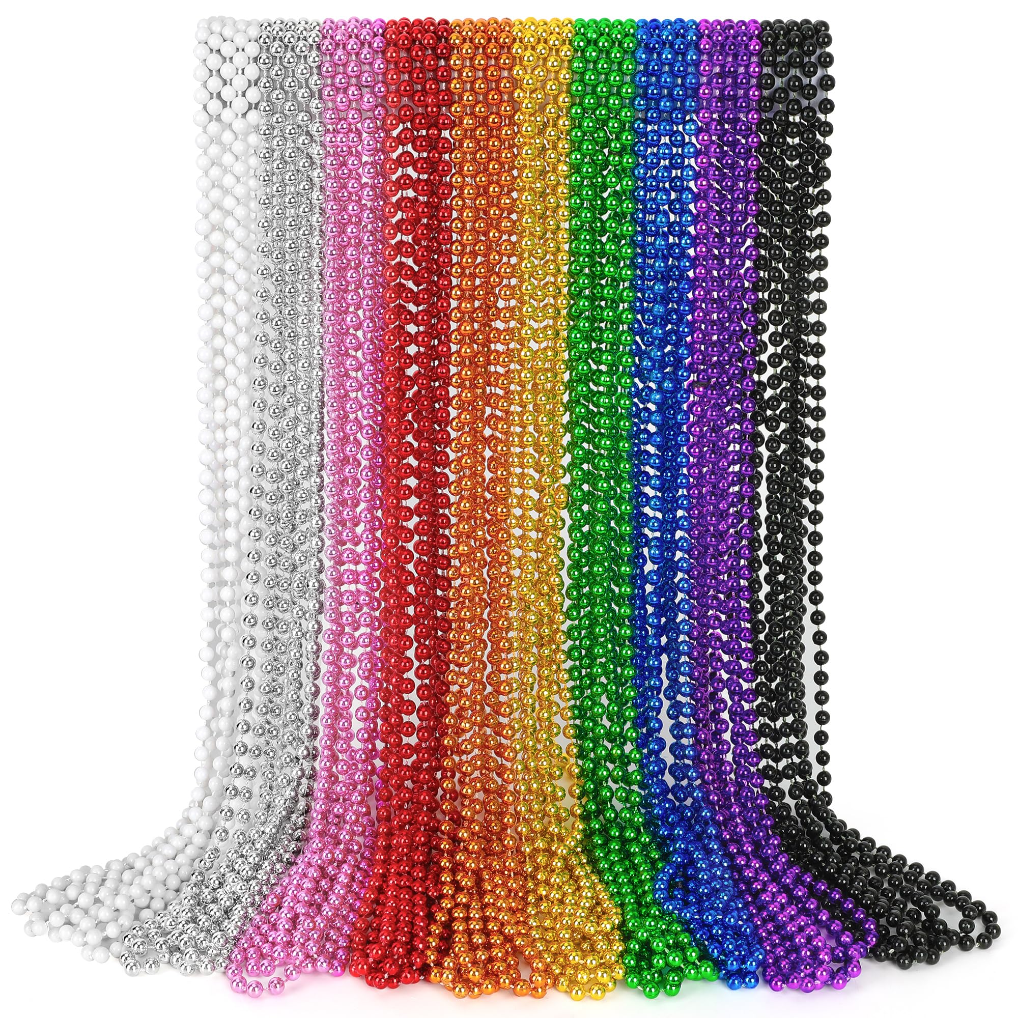 30PCS Mardi Gras Beads, Metallic 10 Kinds Beaded Necklace Party Favors, 33