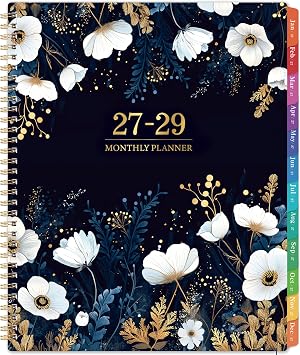 2027-2029 Monthly Planner/Calendar - January 2027 - December 2029, 9 x 11, 3 Year Monthly Planner 2027-2029, 36-Month Calendar with Tabs, Inner Pocket, Twin-wire Binding, Enterprise