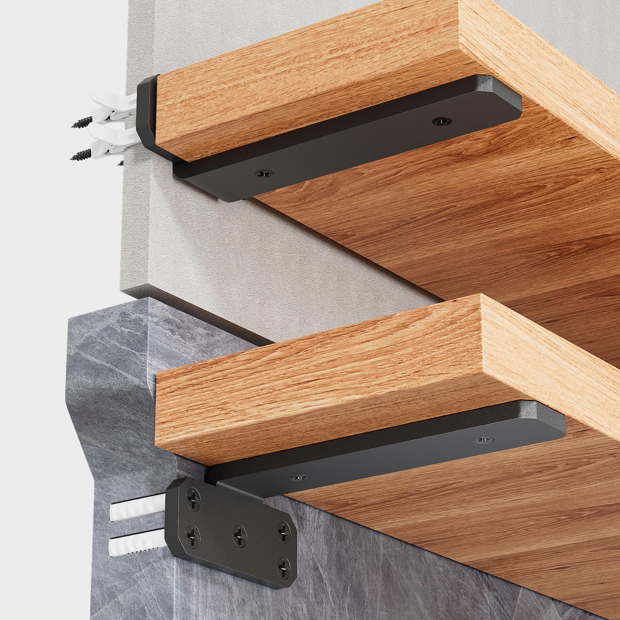 Confezione da 4 staffe galleggianti per mensole, staffe per scaffali, in legno, resistenti, 15,2 cm, 25,4 cm, 30,5 cm, design con staffa nascosta (4, 30,5 cm)