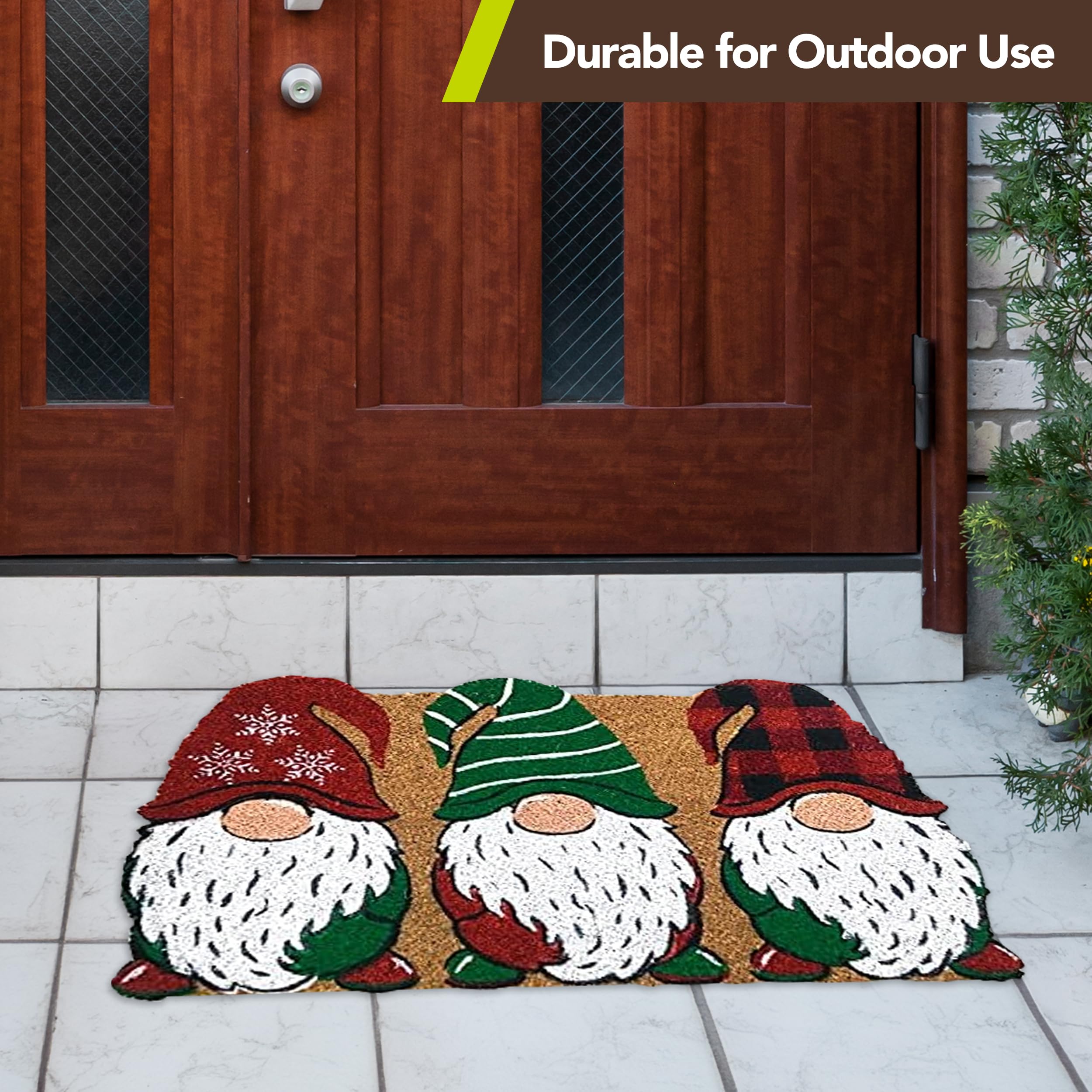 Holiday Gnomes Coir Doormat - Christmas Decor -4