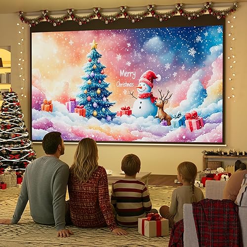 Miniatura 2 de YODOLLA Pantalla de proyector de 120 pulgadas motorizada 169, 4K HD, pantallas de proyección retráctiles retráctiles eléctricas automáticas para