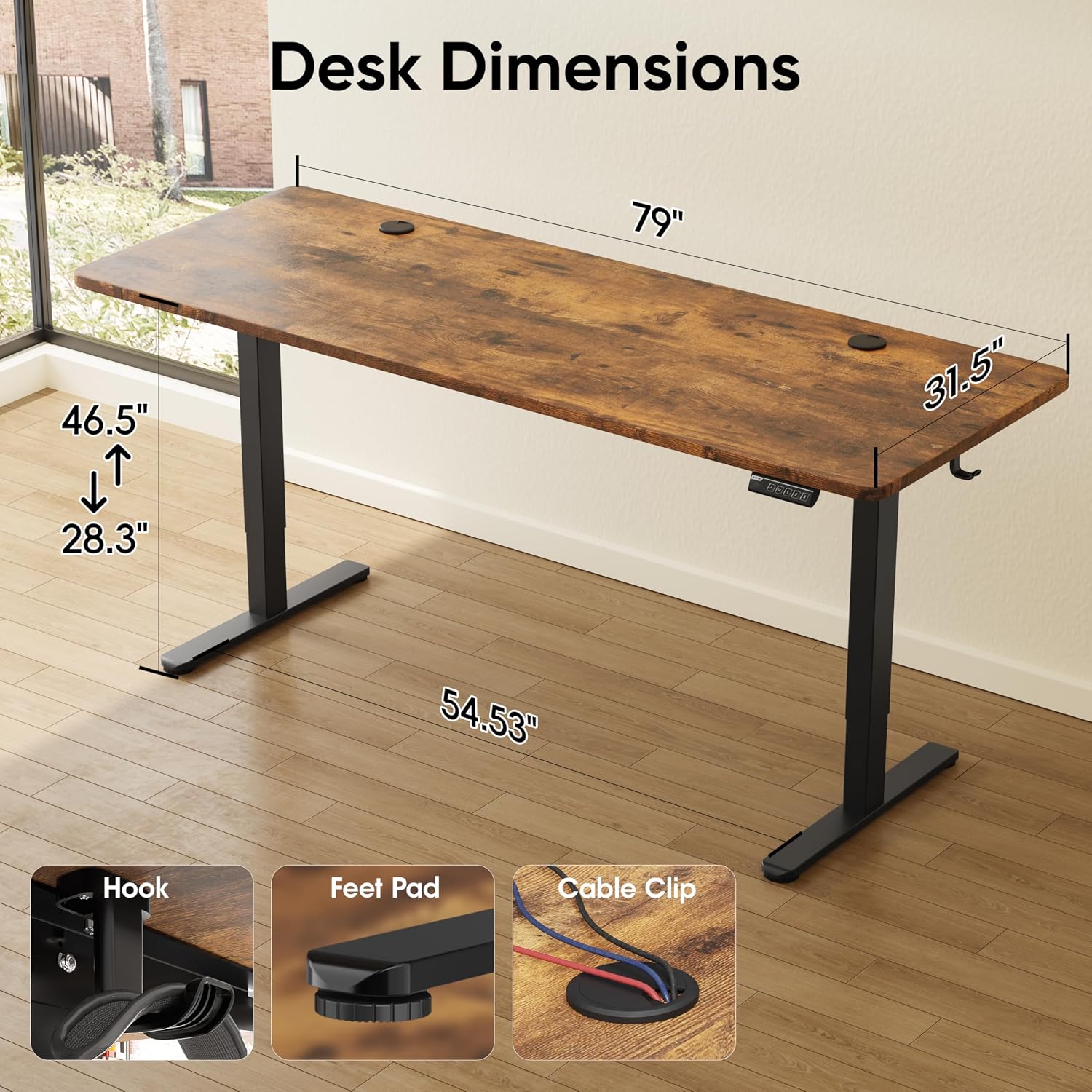 Monomi 79" Large Electric Standing Desk,Height Adjustable for Two-Person image 2